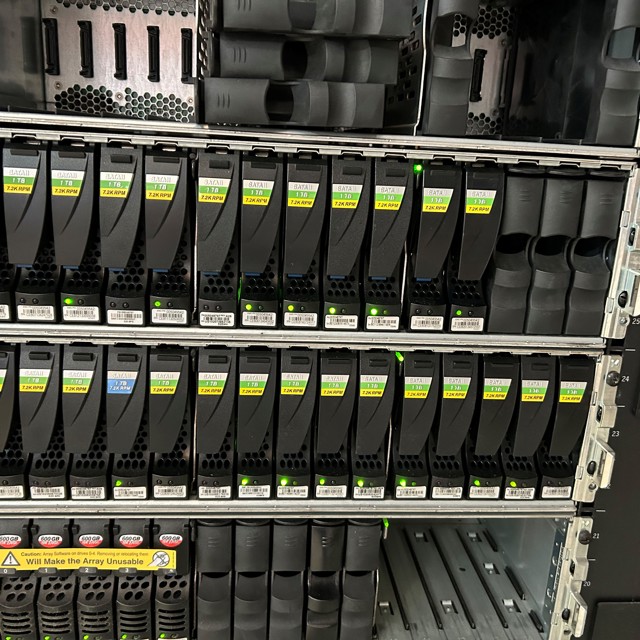 Picture of servers installed on a shelf