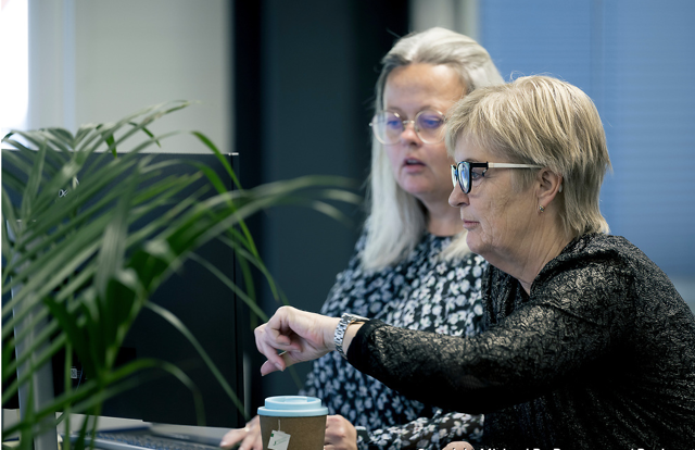 Administration employees working together