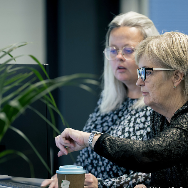 Administration employees working together