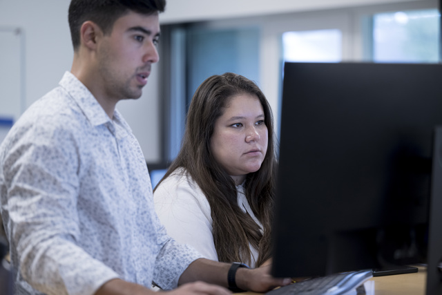 Two colleagues working together on a project