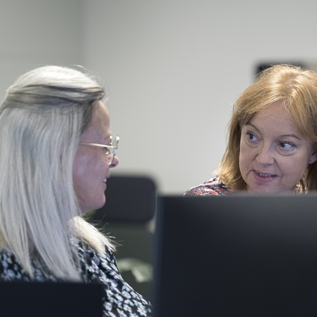 Two people working together on a project